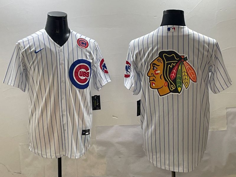 Men Chicago Cubs Blank White Stripe Game 2025 Nike MLB Jersey style 4062
